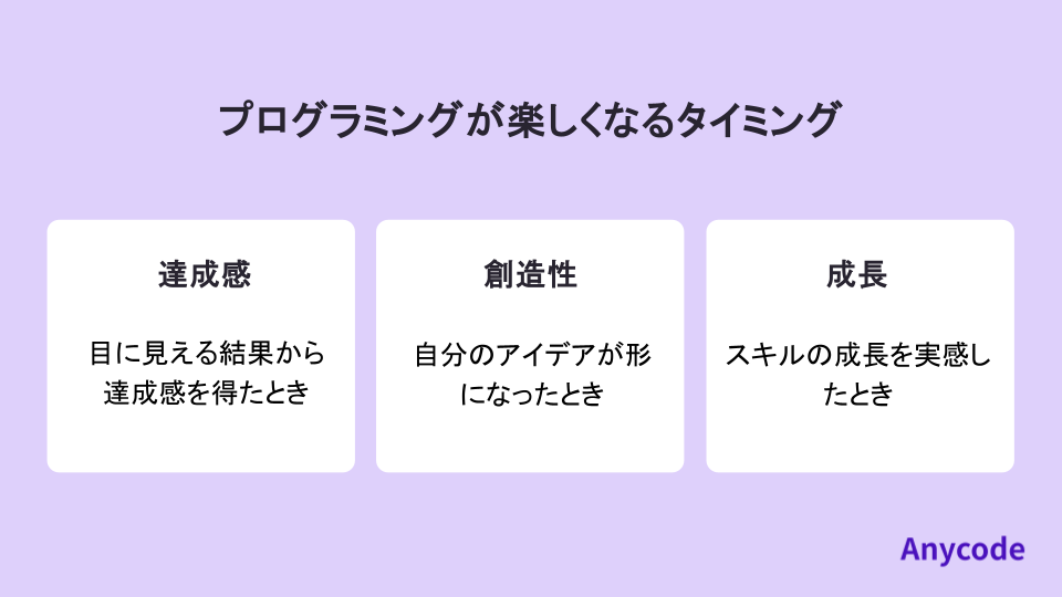 プログラミングが楽しくなるタイミング