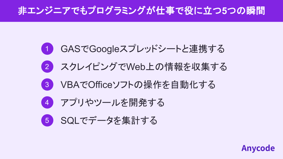 非エンジニアでもプログラミングが仕事で役に立つ5つの瞬間