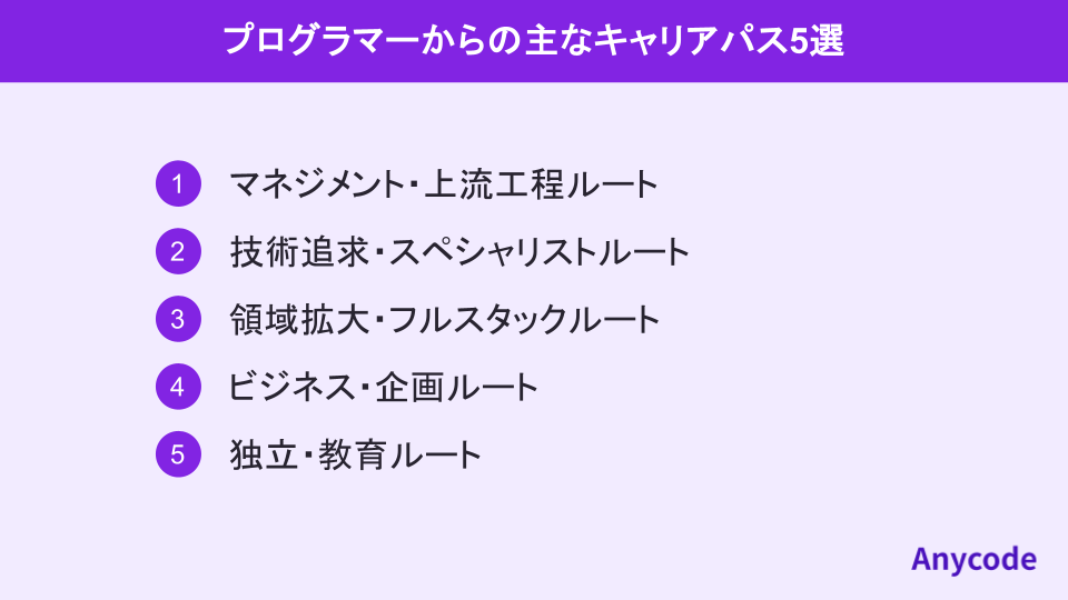 プログラマーからの主なキャリアパス5選